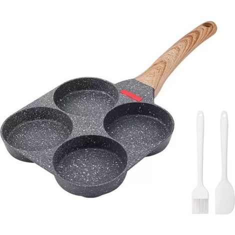 Poêle À Oeufs - 4 Logements - Antiadhésive - Compatible Plaque À Induction Et Gaz - Pour Petit-Déjeuner Et Crêpes - 1 Pièce (1/5)