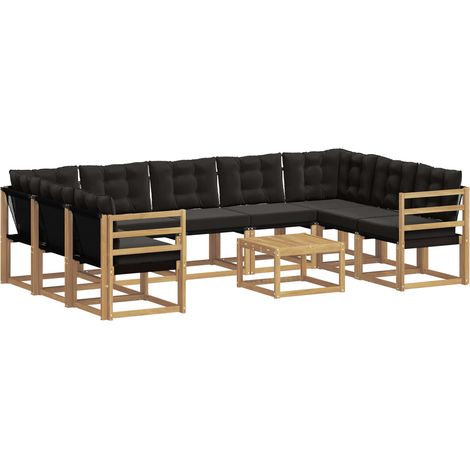 Outdoor Sofa Set with Cushion 10 pcs White and Black vidaXL (1/5)