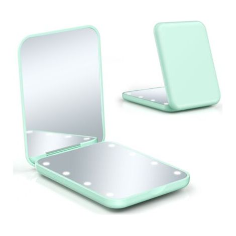 Miroir de poche, grossissement 1X/3X, miroir de maquillage de voyage compact à LED avec lumière pour sac à main, 2 faces, portable, pliable, portable, petit miroir éclairé