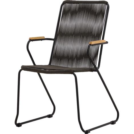 Bois chaise de jardin empilable noir. (1/4)