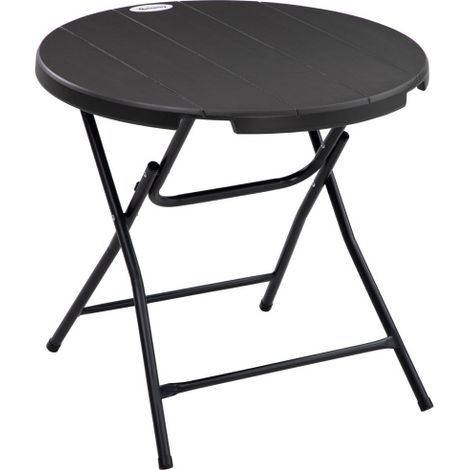 Gartentisch für 4 Personen, runder Klapptisch Ø80 cm, Garten Esstisch in Holzoptik, dunkelgrau, ideal für Balkon & Terrasse