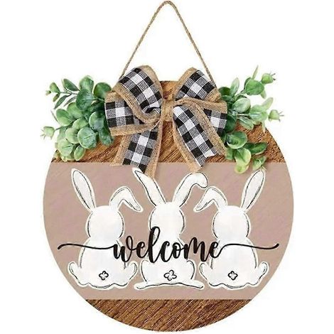 Joli panneau suspendu en bois pour Pâques - 40 x 40 cm - Décoration pour les fêtes de Pâques et la décoration printanière de la maison (1/5)