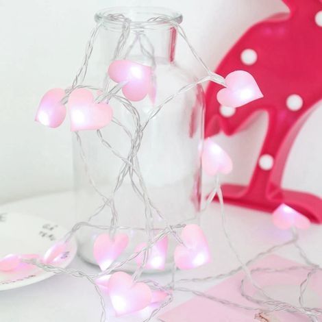 Hellrosa LED-Lichterkette aus Baumwolle für Mädchen, 20 Stück, Dekoration für Hochzeiten, Partys, Valentinstag, Märchen (1/4)