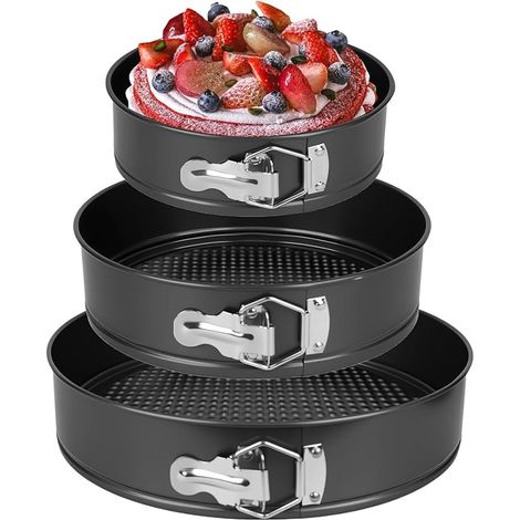 Lot de 3 Moule à Manqué Rond, 18/20/22cm Moule à Gàteau Rond, Acier Inoxydable Ensemble Antiadhésif Moules pour Pâtisseries Gâteaux Moussés (1/5)