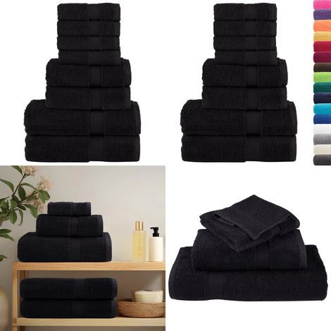 Juego de toallas premium SOLUND 8 unidades negro 600 gsm - Toalla de invitado - Toalla de mano