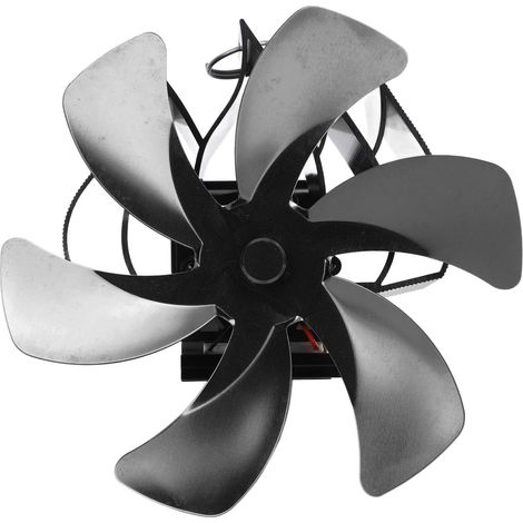 Ventilateur de poêle à bois 6 pales sans pile, silencieux, pour conduit de cheminée, mural, noir, écologique (1/5)
