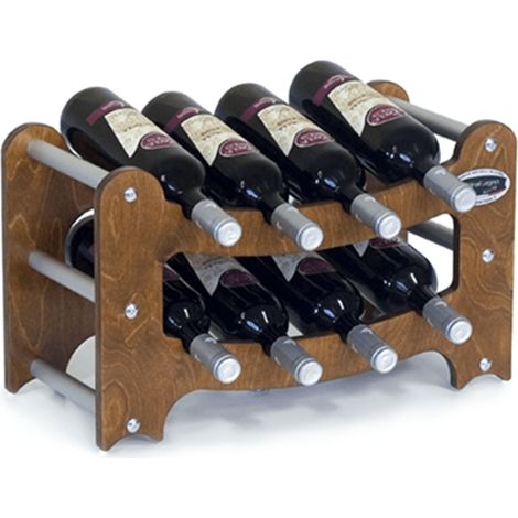 Cantinetta Portabottiglie in Legno Scaffale mobile per Bottiglie vino MADE IN ITALY mod. Gradino Noce B.8 L50 x P25 x 30H (1/2)