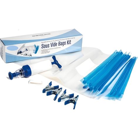 Sous-Vide Garen Set 10 Beutel, Handpumpe, und Verschlüsse