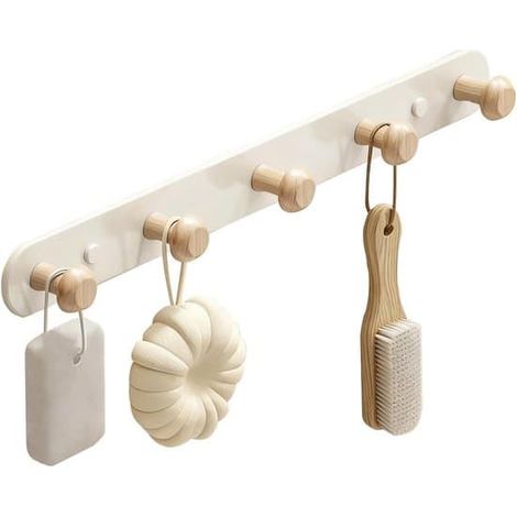 Porte-manteau mural en bois à 5 crochets pour chambres d'enfants et couloirs (1/3)