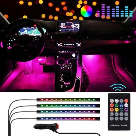 Lumières intérieures de voiture, bande lumineuse LED multicolore 12 V pour éclairage de tableau de bord, kit étanche avec fonction (1/4)