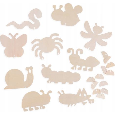 Set di 10 statuette di animali in legno fai da te con supporto. (1/2)