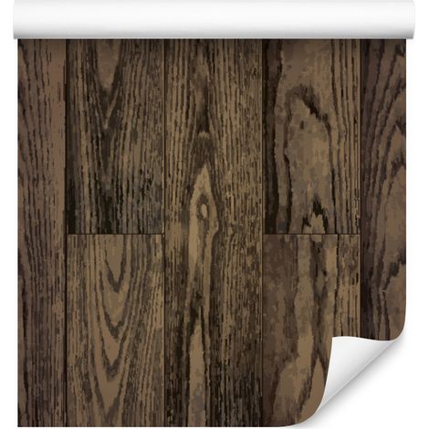 Papier peint à motif de lames de bois verticales foncées pour salon et chambre 50x1000 cm (1/5)