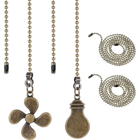Lot de 2 chaînes de traction pour ventilateur en métal, 30 cm chaîne de traction pour ventilateur, chaîne de traction pour ventilateur de plafond, extension de chaîne de ventilateur (bronze)