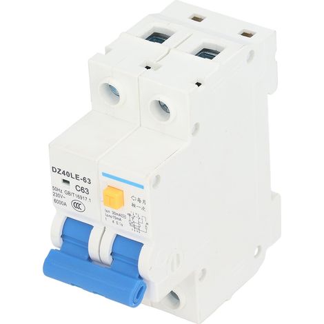 Disjoncteur différentiel 63A 230V 30mA, protection contre les fuites, interrupteur automatique PA66 pour installation électrique, dispositif de sécurité fiable. (1/5)