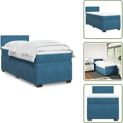 Materasso morbido - vidaXL Giroletto a Molle con Materasso Blu Scuro 90x200 cm in Velluto - Letto in velluto