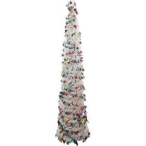 Sapin de Noël en crayon à paillettes, pliable, fin, réutilisable, avec guirlande en forme de crayonargent (1/5)