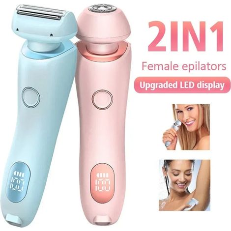 Épilateur électrique double tête 2 en 1 pour femmes, lavable, vert clair-AquaForge (1/2)