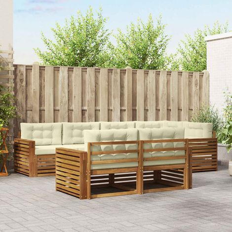 Outdoor-Sofagarnitur mit Kissen 7 pcs Natur und Creme
