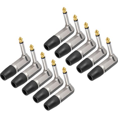 Fiche haut-parleur XLR coudée 6,35 mm, fiche haut-parleur XLR, connecteur microphone, fiche coudée 6,35 mm, noir. (1/5)