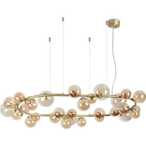 Lampadario A Sospensione Moderno Perlage Metallo Ottone 30 Luci G9 15W 3000K (1/2)