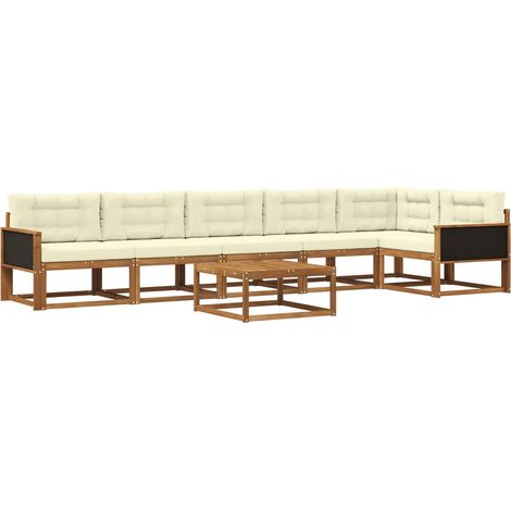 Conjunto de sofás de exterior con cojín 7 pcs Natural y Crema vidaXL (1/5)