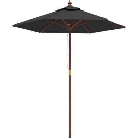 Parasol de jardin avec mât en bois 196 x 231 cm noir