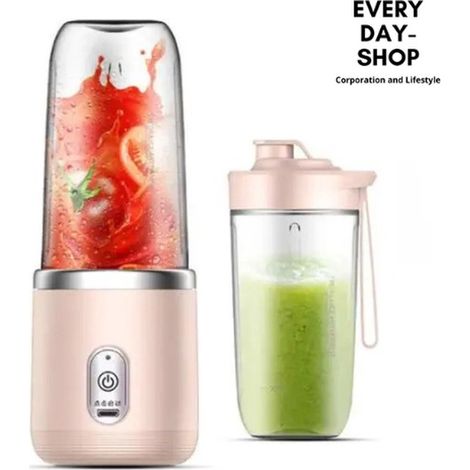 Licuadora portátil - Botella incluida - Batidora para smoothies - Exprimidor eléctrico - Licuadora de viaje - Batidora para smoothies - Licuadora de frutas - Recargable - 400 ml - Rosa