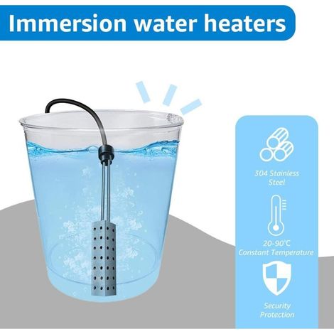 Chauffe-Eau a Immersion 3000W, Chauffe-Piscine avec Contrôleur de Thermostat et Affichage Numérique de Température, Thermoplongeur Electrique Portable en Acier Inoxydable pour Piscine, Seau, Baignoire