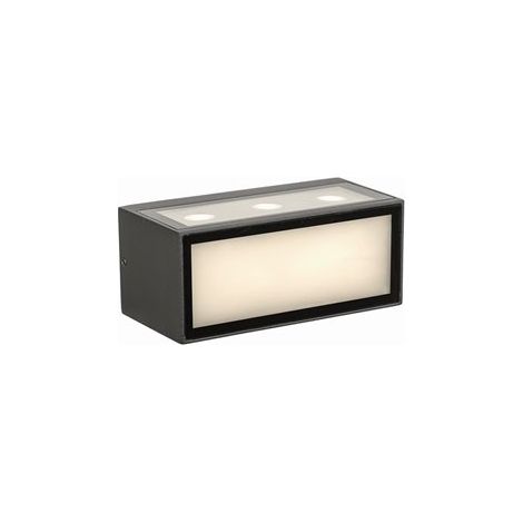 Mantra Aplique LED de exterior rectangular con luz arriba y abajo CANCÚN, IP65 10,5W 3000K gris oscuro (1/3)