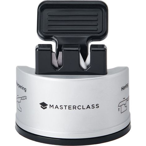 MasterClass Smart Sharp Sharpener Dual  Coltelli con 2 frese per affilare e affilare i coltelli de Acciaio inossidabile e ceramica, argento