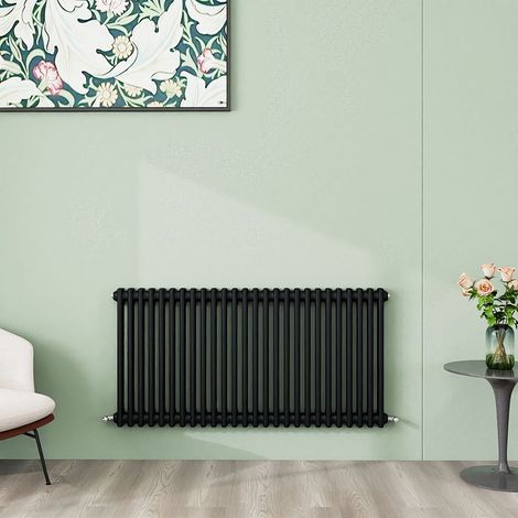 AICA 600x1190mm 2 Column Horizontal Black Radiator Central Heating Cast Iron Style