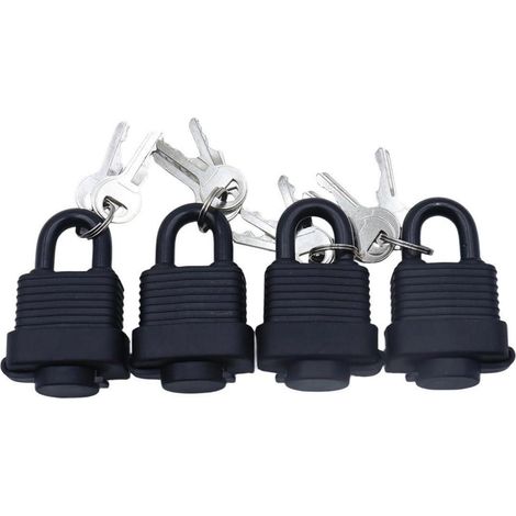 4er-Set wetterfeste Vorhängeschlösser mit je 3 Schlüsseln, Messing, 58,9x38,8mm