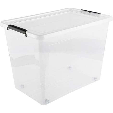 Mömax Box mit Deckel Action in Schwarz/Transparent ca. 80l