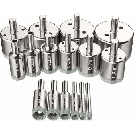 16-Piece Hole Saw Set, 6-50mm Diamond Drill Bits, Glass Drilling Tools, Hole Saw Set for Carbon Steel, Glass, Ceramic, Porcelain, Tile, Marble. (1/5)
