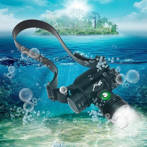 Pair Superhelle LED-Tauchstirnlampe, wiederaufladbares Tauchlicht mit 10.000 Lumen, Sicherheitsstirnlampe zum Unterwassertauchen, wasserdicht nach IPX8, hochhelle LED-Taschenlampe zum Schnorcheln, 3 M (1/5)