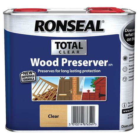 Ronseal Total Wood Preserver - Long Lasting Outdoor Protection - Clear - 2.5 Litre