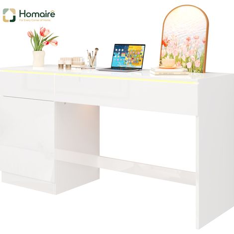 Mobilier de bureau blanc avec rangement en tissu 120 x 50 x 78 cm HOMAIRE (1/5)