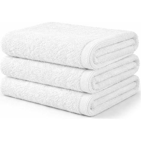 Asciugamano in cotone 50x100 in spugna, liscio, per hotel, bianco AQUA (1/5)