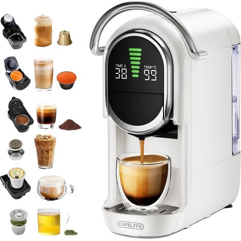 Kapselkaffeemaschine, einstellbare Brühstärke, kompaktes Design, Weiß, EU-a (1/2)