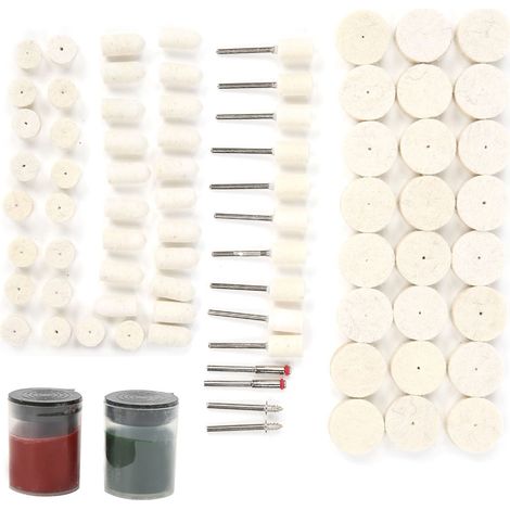78-teiliges Polierzubehör-Set aus Wollfilz: Schleifscheiben und Polierpads (1/5)