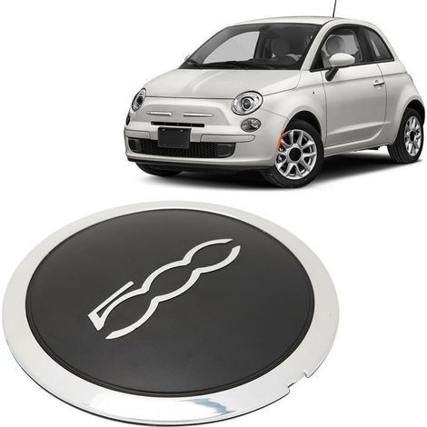 Black wheel center cap with chrome trim – Direct replacement for Fiat 500 2012-2022 – Temperature-resistant ABS material - 68078419AC (1/5)