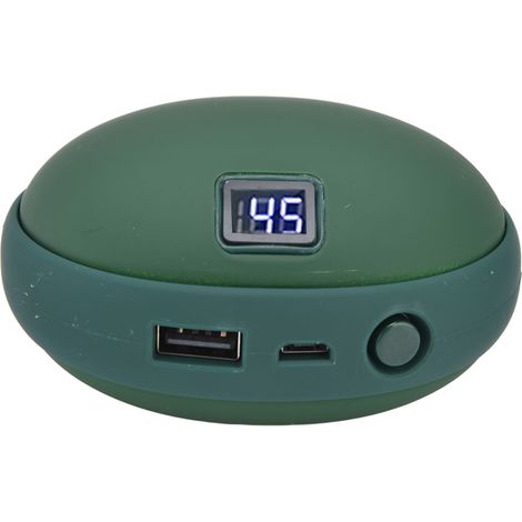 Mini Chauffage Mains USB Rechargeable 10000mAh - Chauffant Portable 2 en 1 pour Hiver Vert