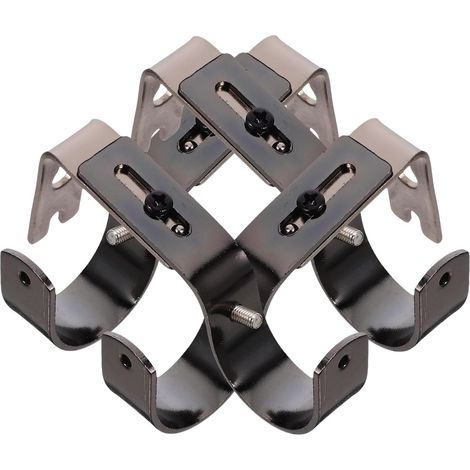 Supports de Tringles à Rideaux Réglables en Fer Robustes pour Intérieur, Kit 4 Pièces Vis et Chevilles pour Fixation Murale Facile (1/5)