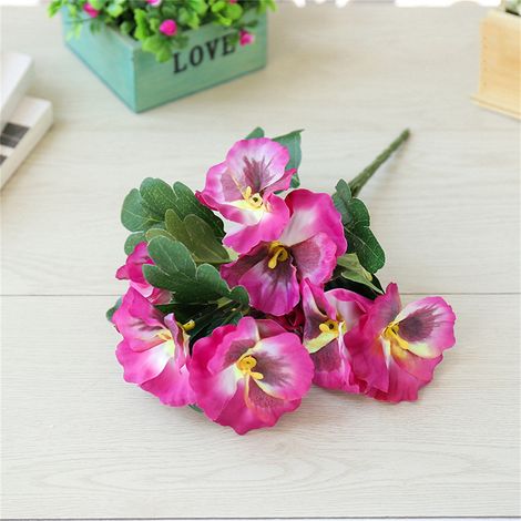 Fleurs Artificielles - Pensées Fausse - Extérieur Balcon Jardin Terrasse - 30 x 10 cm - Violet - 1 Pièce (1/2)