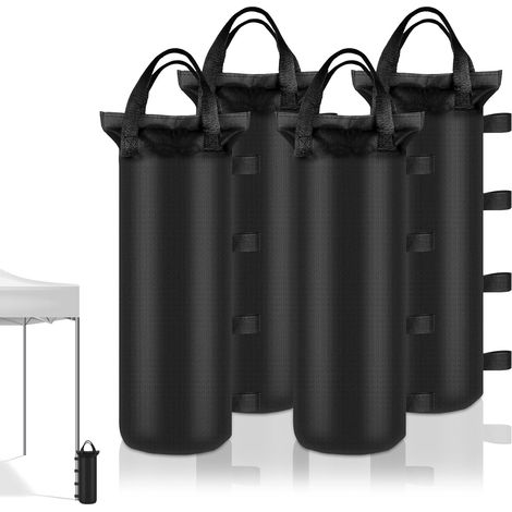 sacs de sable pour lestage, sacs de sable robustesse pour pieds de tonnelle, poids extra large pour tente pliante, sacs de lestage pour tonnelle, abrisolaire extérieur, parasol - Noir, 15 x 50 cm, san (1/5)