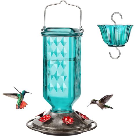 Mangeoire turquoise pour oiseaux, 690 ml, 6 trous, récipient pour la nourriture ou l'eau dans les cages et les zones d'élevage domestiques.-AquaForge (1/4)