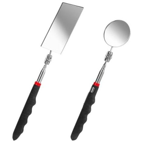 Lot de 2 Miroirs d'Inspection Télescopiques en Acier Inoxydable avec Articulation à Rotule Extensibles jusqu'à 72 cm et 89 cm Outil Miroir Automobile pour Atelier (1/5)