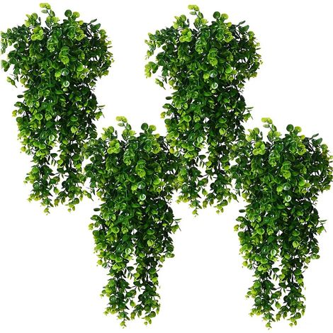 Décoration végétale artificielle suspendue, 76,2 cm, feuilles d'eucalyptus réalistes, lianes pour l'intérieur et l'extérieur, fausse verdure, lierre, décoration de Noël pour cheminée et porche, lot de (1/5)