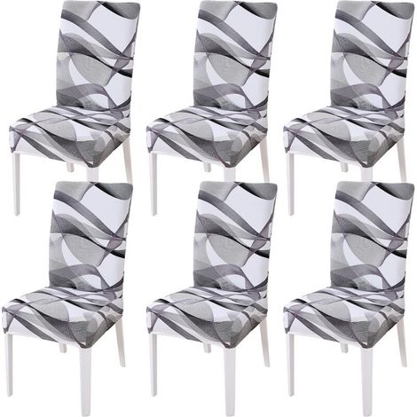 Coprisedia da sala da pranzo, coprisedia elasticizzato, coprisedia decorativo per seggiolone per banchetti, hotel, cucina, matrimoni, ristorante (fascia lunga, 6 pezzi) - Crezuo