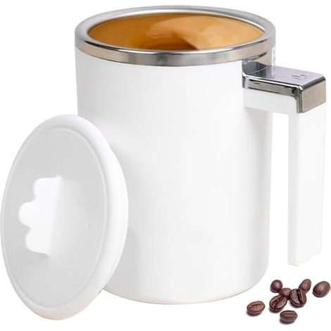 NOLUXA Tasse à mélange automatique avec couvercle,Tasse à café auto-agitation,rechargeable USB pour café chocolat chaud au lait,blanc (1/5)